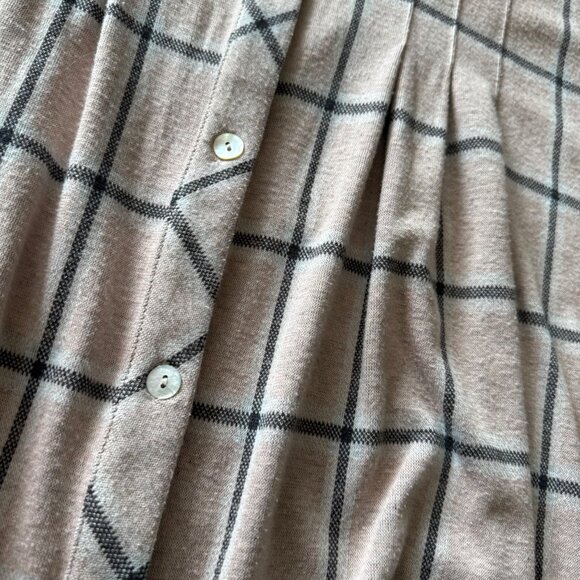 Soft Surroundings Top M Pink Gray Plaid Button-Front Long-Sleeve Tunic - Picture 5 of 7